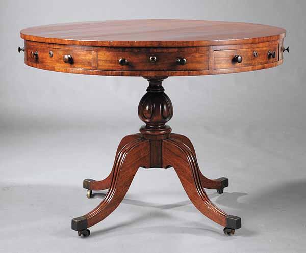 Appraisal: An Antique Regency-Style Mahogany Rent Table circular top above skirt