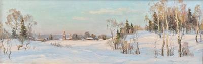 Appraisal: Vladimir Tupisov Russian born Winter Day Oil on canvas signed