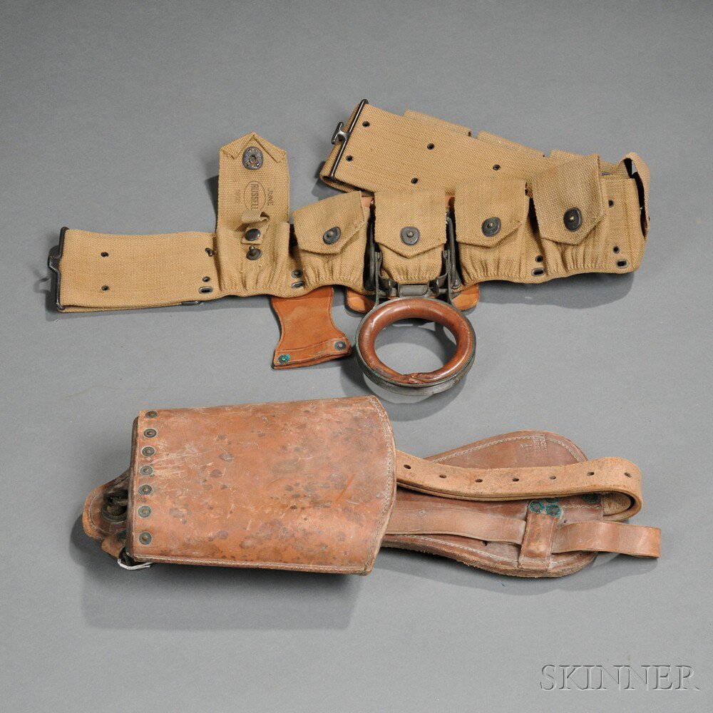 Appraisal: Model Cavalry Belt and Bucket c web nine-pocket belt with