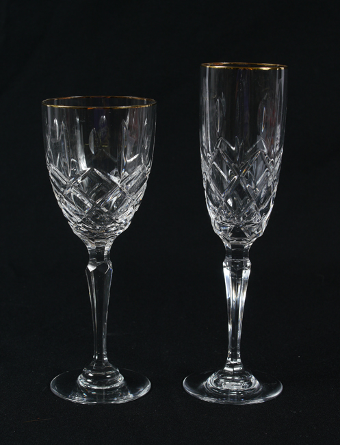 Appraisal: SET OF GOLD RIMMED WATERFORD GLASSES Marquis by Waterford with