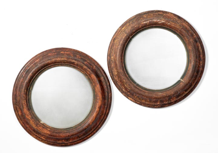 Appraisal: Pair of Italian Provincial Turned Wood Looking Glasses first quarter