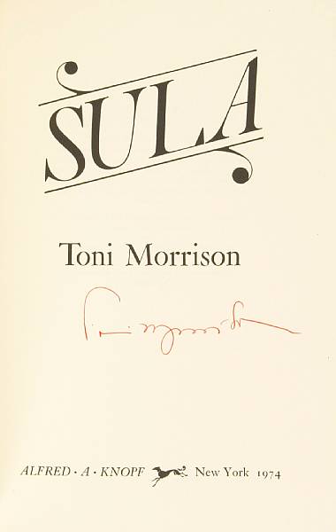 Appraisal: MORRISON TONI Sula New York Alfred A Knopf vo Original