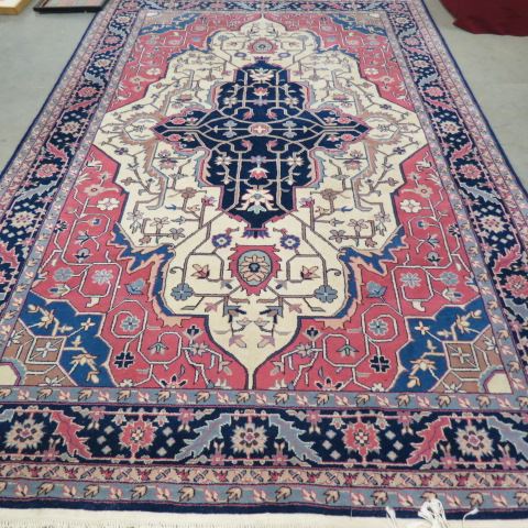 Appraisal: Persian Handmade Rug Mahal or Tabriz fancy florals soft red