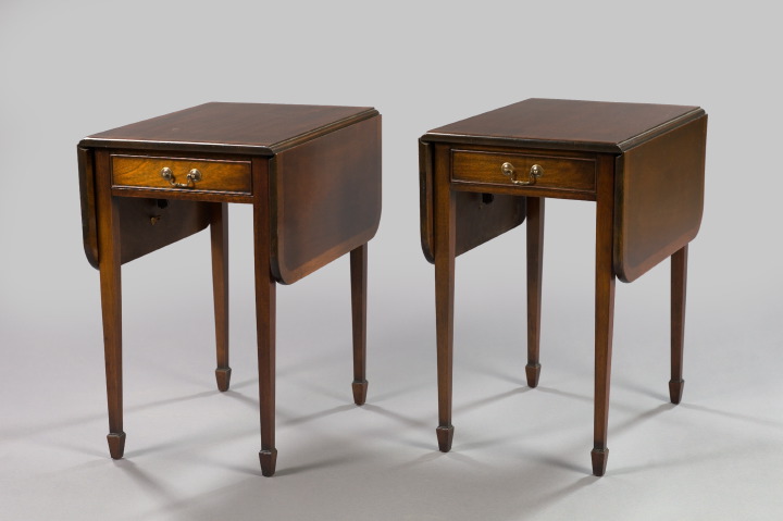 Appraisal: Pair of Hepplewhite-Style Mahogany Drop-Leaf Side Tables second quarter th