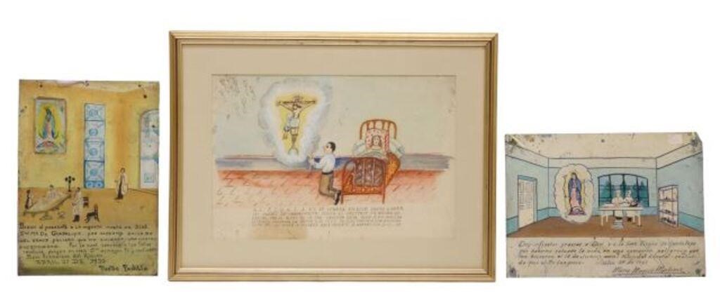 Appraisal: lot of Ex-voto including framed watercolor on paper ex-voto offered