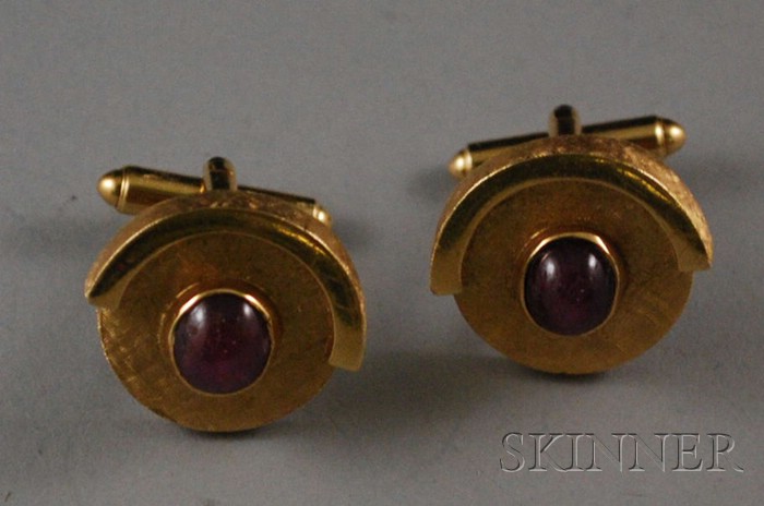 Appraisal: Pair of kt Gold Gem-set Cuff Links total dwt