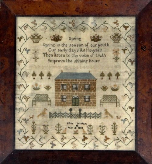 Appraisal: A needlework sampler by Elizabeth Jotcham cm x cm x