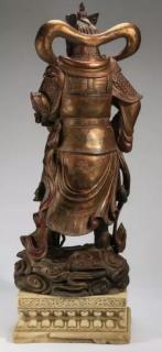 Appraisal: Chinese dry lacquer statue of Wei Tuo on stone base