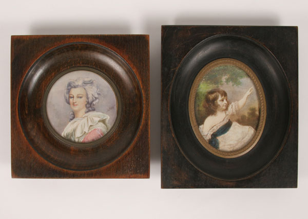 Appraisal: Two miniature paintings portrait of a young girl on ivory