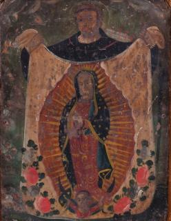 Appraisal: Cuzco School Oil on Tin Virgin Mary Painting Miraculous Virgin