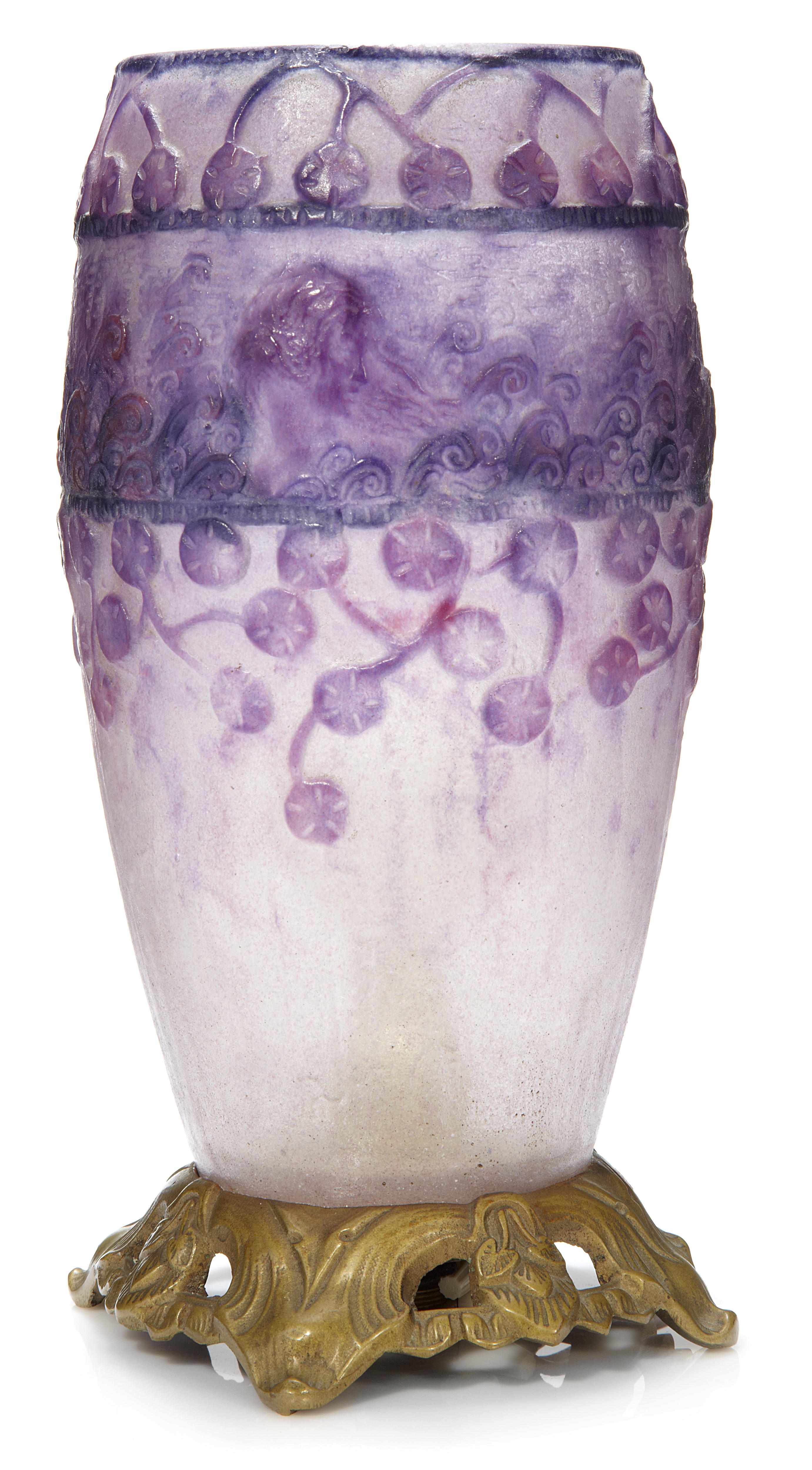 Appraisal: A Gabriel Argy-Rousseau pte-de-verre vase Faunes et Nymphes Bloch-Dermant model