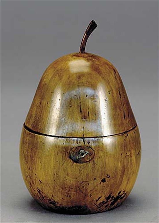 Appraisal: English pear-form tea caddy early th centurystem on shaped hinged