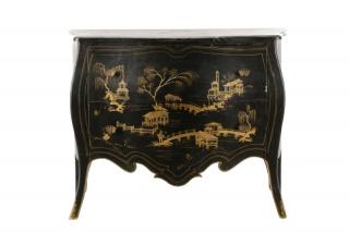 Appraisal: Louis XV Chinoiserie Motif Bombe Chest Continental late th century