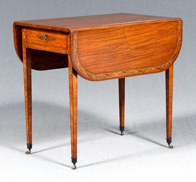 Appraisal: Fine Adam style Pembroke table highly figured satinwood throughout top