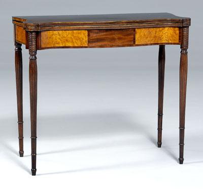 Appraisal: New England Federal card table birch with bird s-eye maple