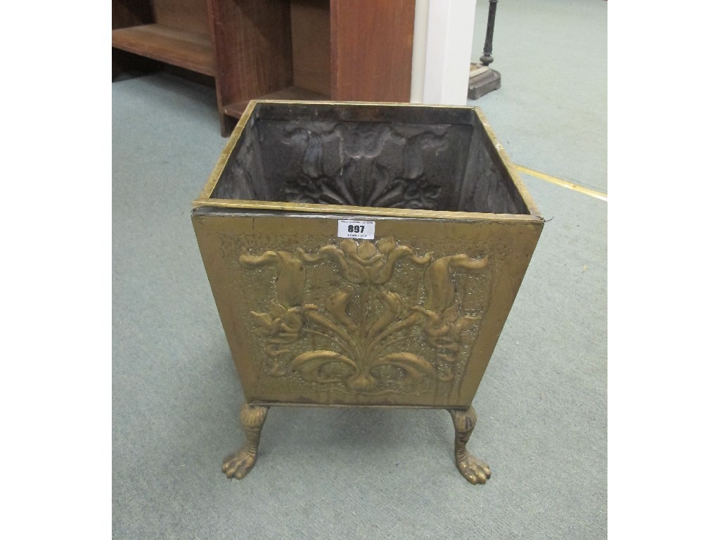 Appraisal: Art Nouveau brass coal box