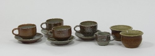 Appraisal: Ray Finch Winchcombe Pottery Four salt glaze cups and saucers