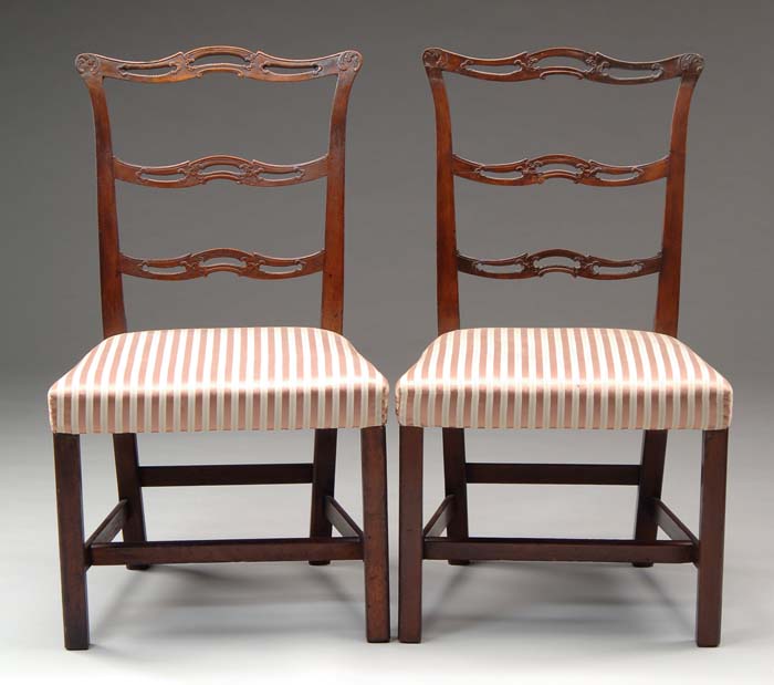 Appraisal: FINE PAIR OF TH CENTURY CHIPPENDALE SIDE CHAIRS Probably Philadelphia