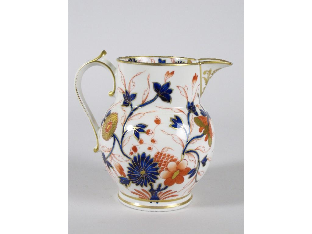 Appraisal: A Worcester baluster Jug Imari style decoration having scroll handle