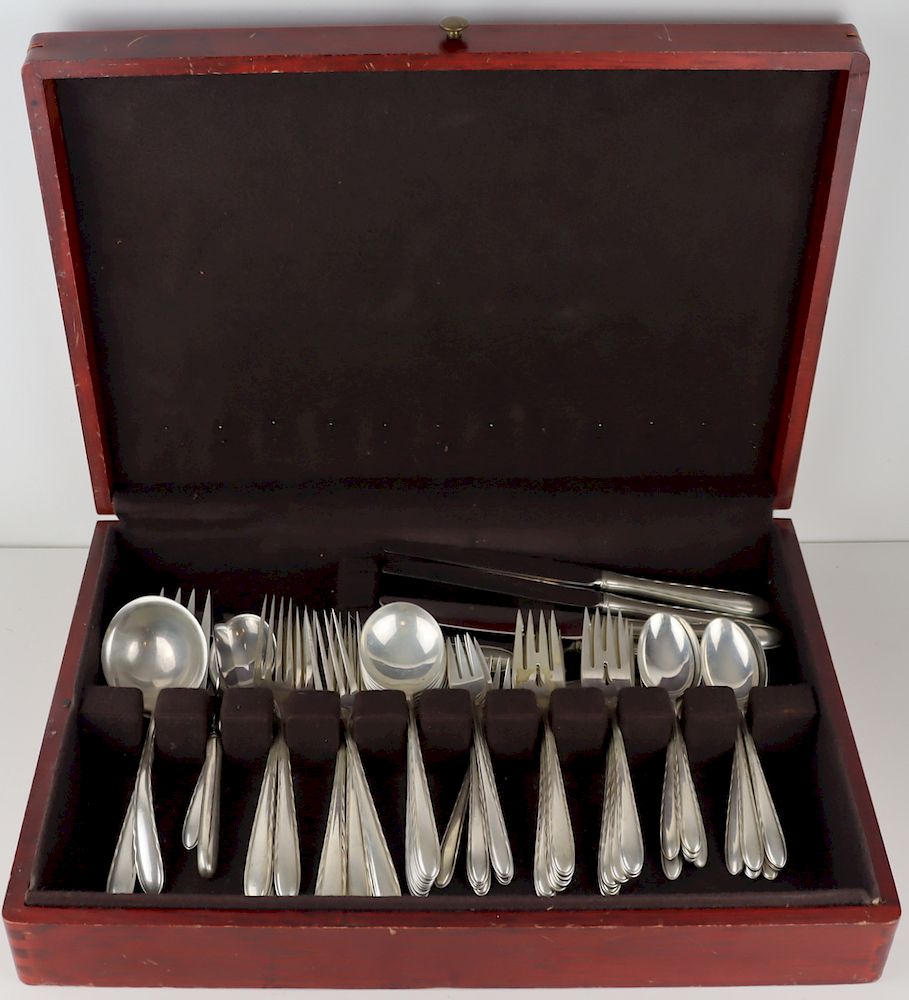 Appraisal: STERLING Pc Towle Silver Flutes Flatware Set Includes modern hollow