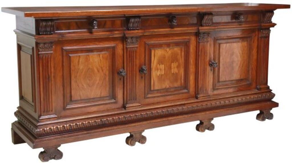 Appraisal: Italian Renaissance Revival carved walnut sideboard A Brizzolara Figli Chiavari