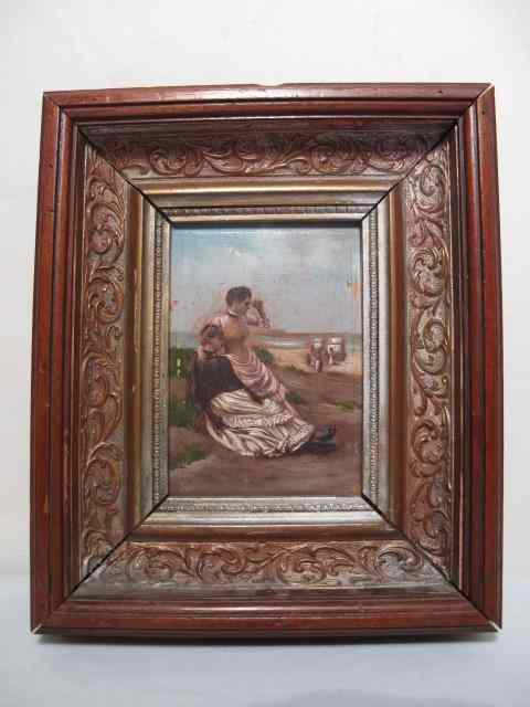 Appraisal: Victorian hand painted photograph in original frame Measures '' x