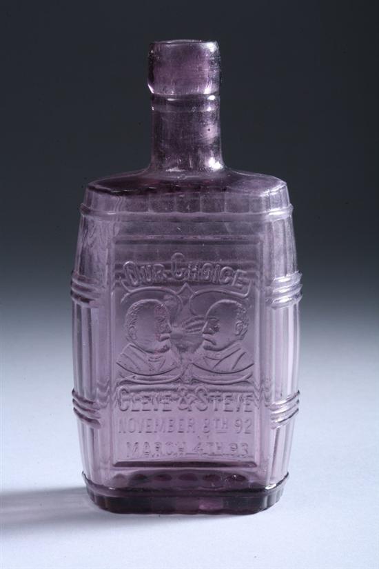 Appraisal: AMETHYST GLASS GROVER CLEVELAND AND ADLAI STEVENSON CAMPAIGN BOTTLE Marked