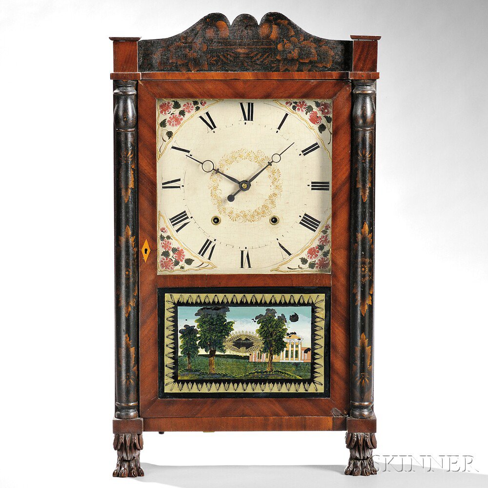 Appraisal: Samuel Terry Stenciled Transitional Shelf Clock Bristol Connecticut c mahogany