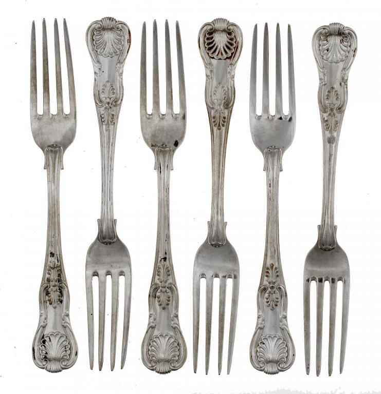 Appraisal: A SET OF SIX WILLIAM V TABLE FORKS King's pattern