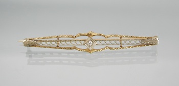 Appraisal: A Two-Tone k Gold and Diamond Bar Pin k yellow