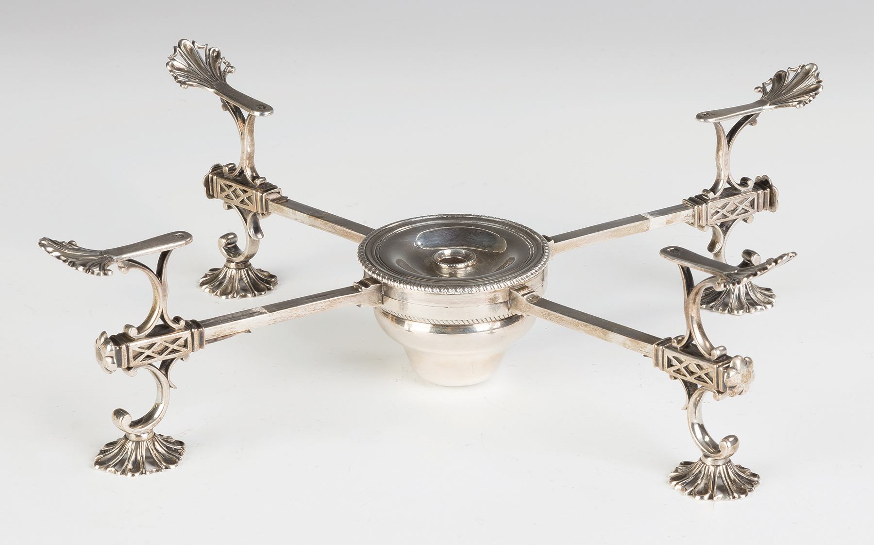 Appraisal: English Sterling Silver Dish Cross Shell feet and holders ozt