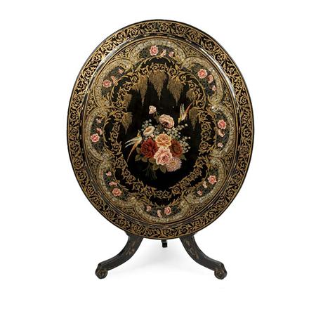 Appraisal: Victorian Style Painted and Black Lacquered Tilt-Top Side Table Estimate