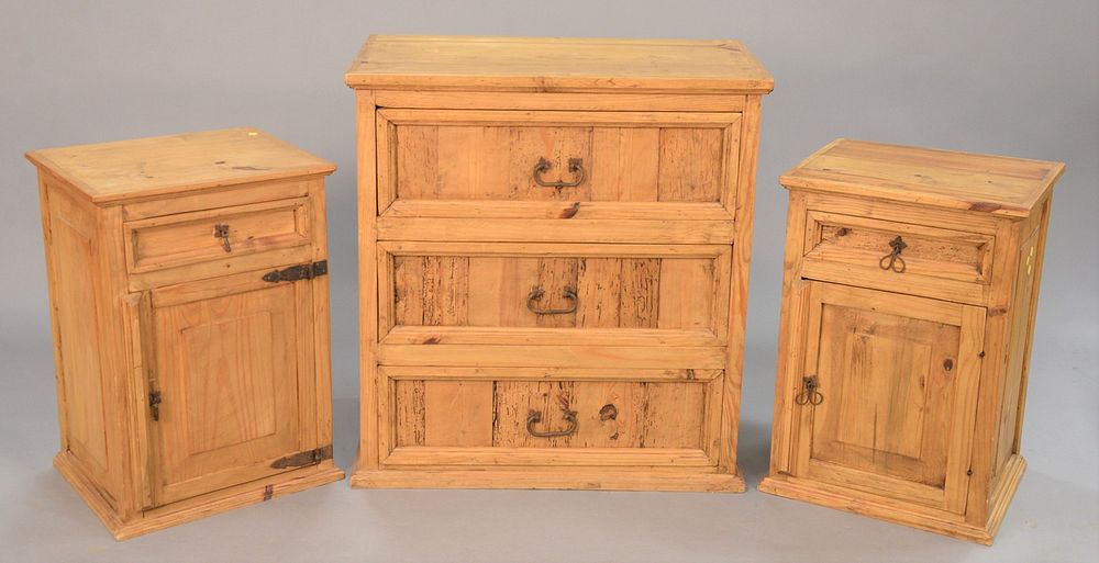 Appraisal: Pair of pine nightstands each having one drawer over one