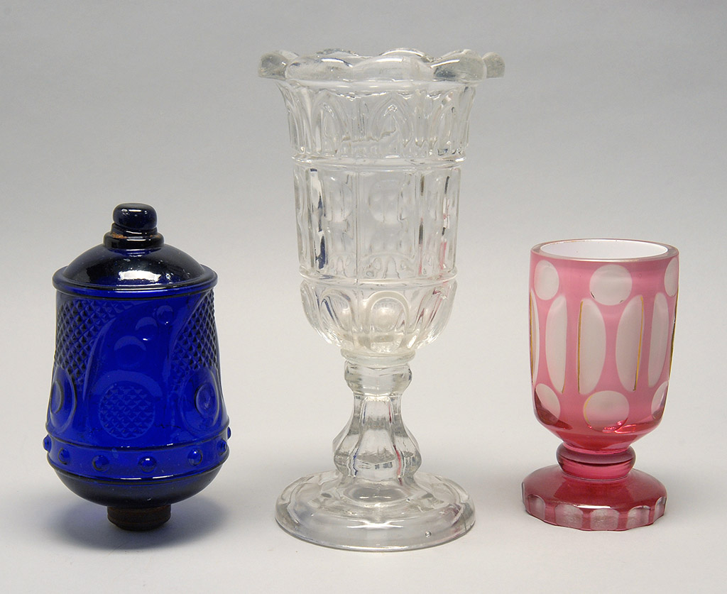 Appraisal: THREE PIECES OF TH CENTURY GLASS Two American pressed glass