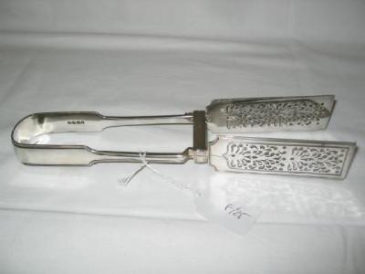 Appraisal: A WILLIAM IV PAIR OF ASPARAGUS TONGS fiddle and thread