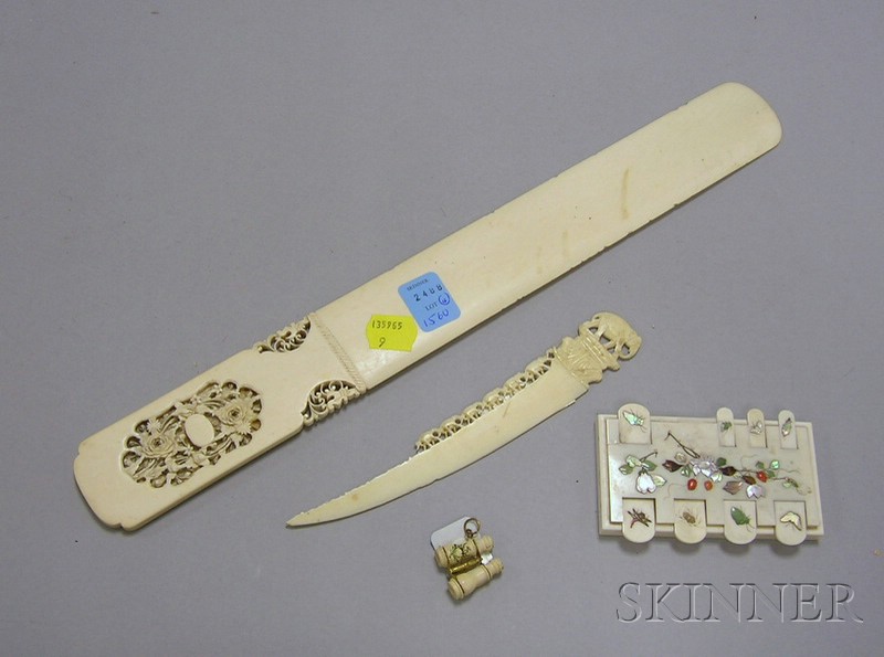 Appraisal: Asian Carved Ivory Page Turner Game Counter Letter Opener and