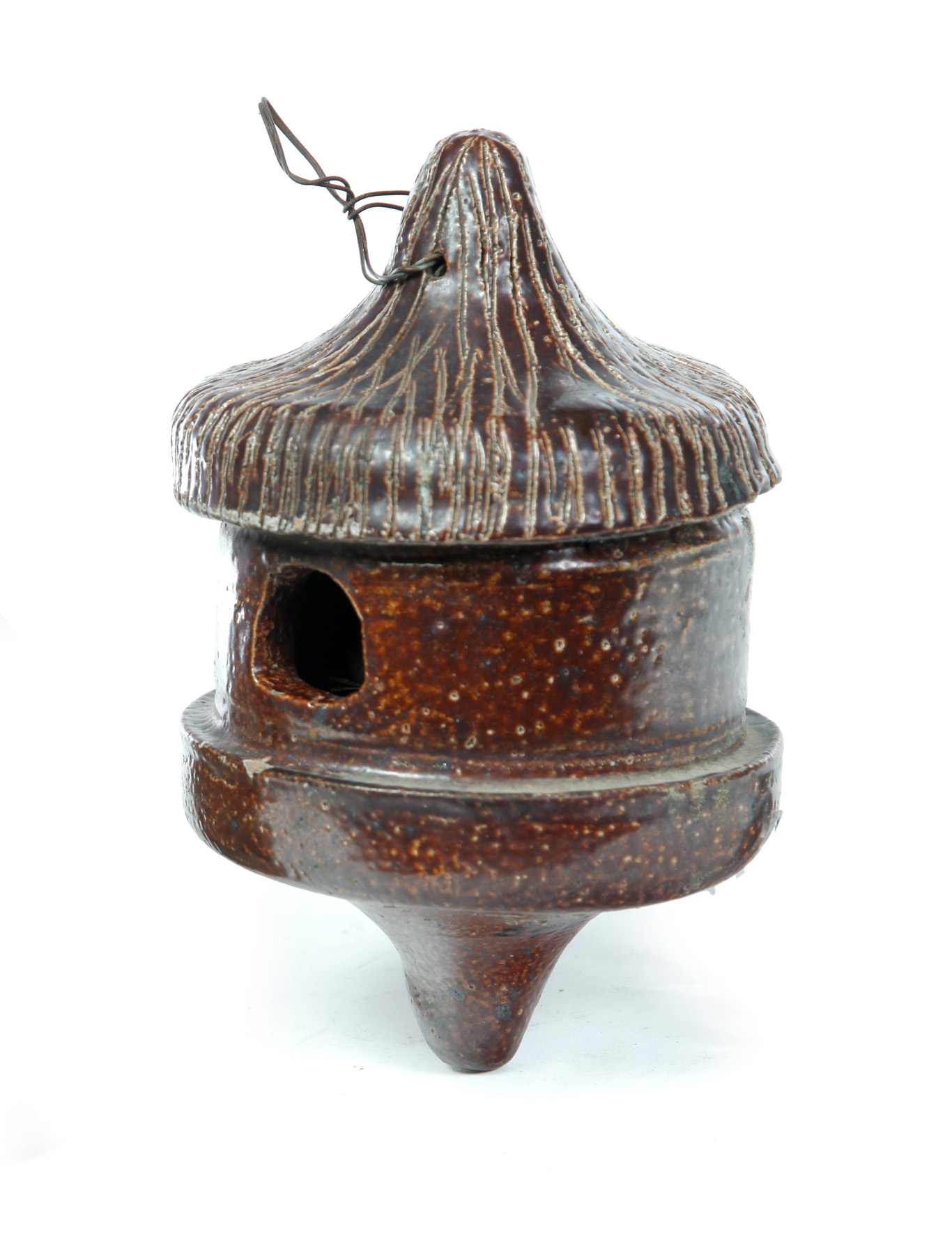 Appraisal: OHIO SEWERTILE BIRD HOUSE Twentieth century Acorn shaped h Sold