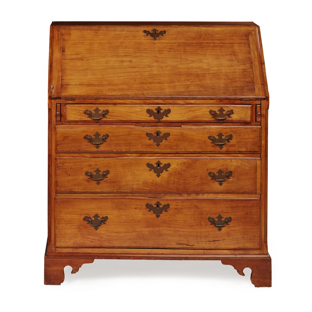 Appraisal: AMERICAN 'CHIPPENDALE' MAPLE SLANT FRONT BUREAU LATE TH CENTURY PROBABLY