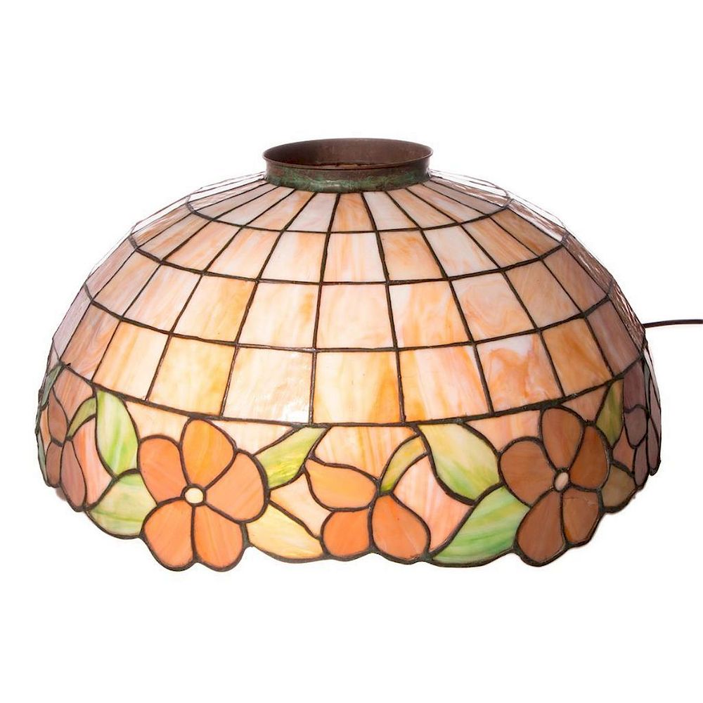 Appraisal: Large Tiffany Style Leaded Glass Shade Large Tiffany Style slag