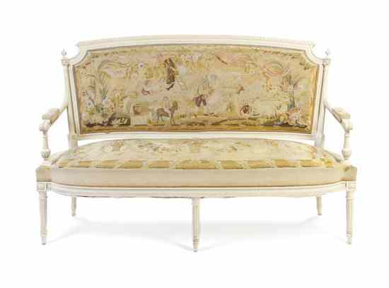 Appraisal: A Louis XVI Style Painted Parlor Suite comprising a settee