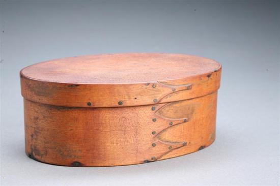 Appraisal: SHAKER BOX American th century bentwood Swallowtail fingers three on