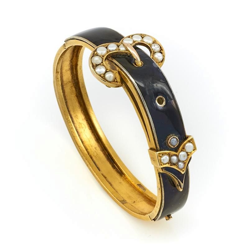 Appraisal: k Yellow gold Victorian buckle bangle k Yellow gold Victorian