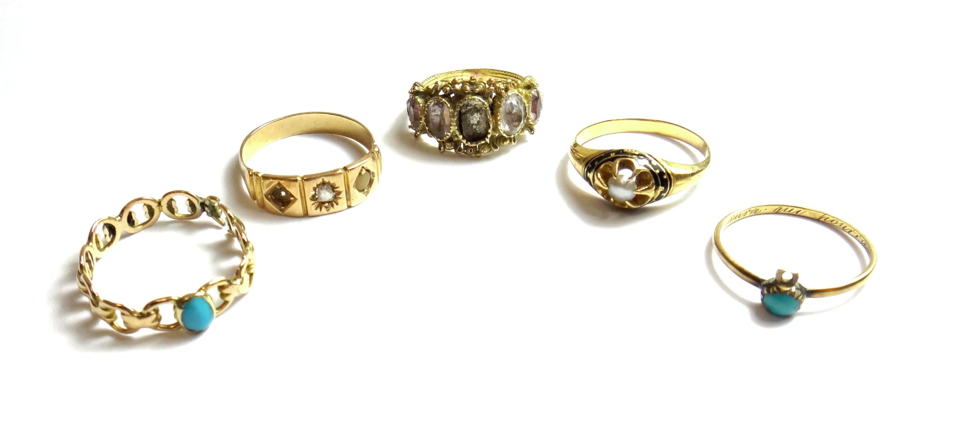 Appraisal: A gold and enamelled ring claw set with a half