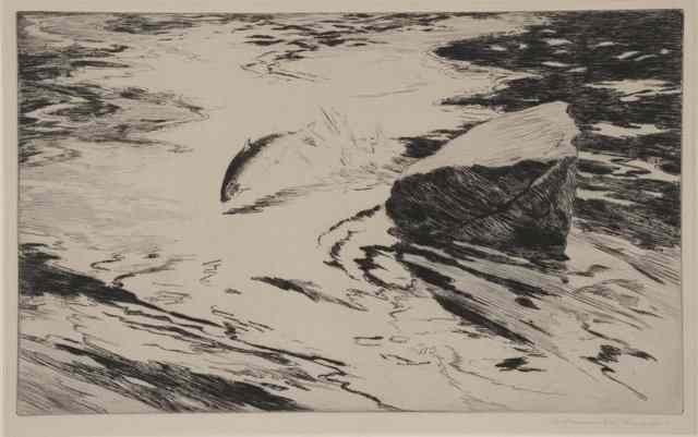 Appraisal: Norman Wilkinson British - Salmon leaping signed in pencil in