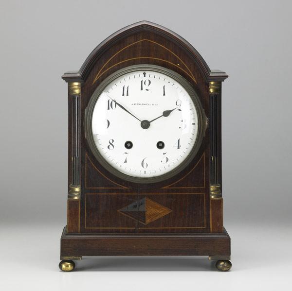 Appraisal: J E CALDWELL CO MANTLE CLOCK Mahogany dome top and