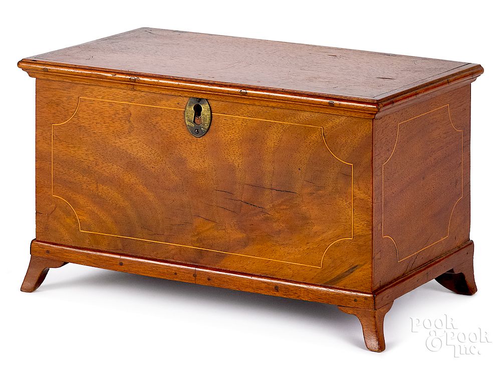 Appraisal: Miniature Pennsylvania Federal mahogany blanket chest Exclusive on Bidsquare Miniature