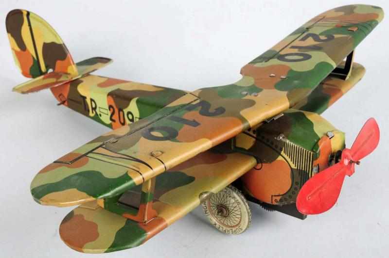 Appraisal: Tin Litho Ingap Airplane Wind-Up Toy Italian Pre-war Working Camo