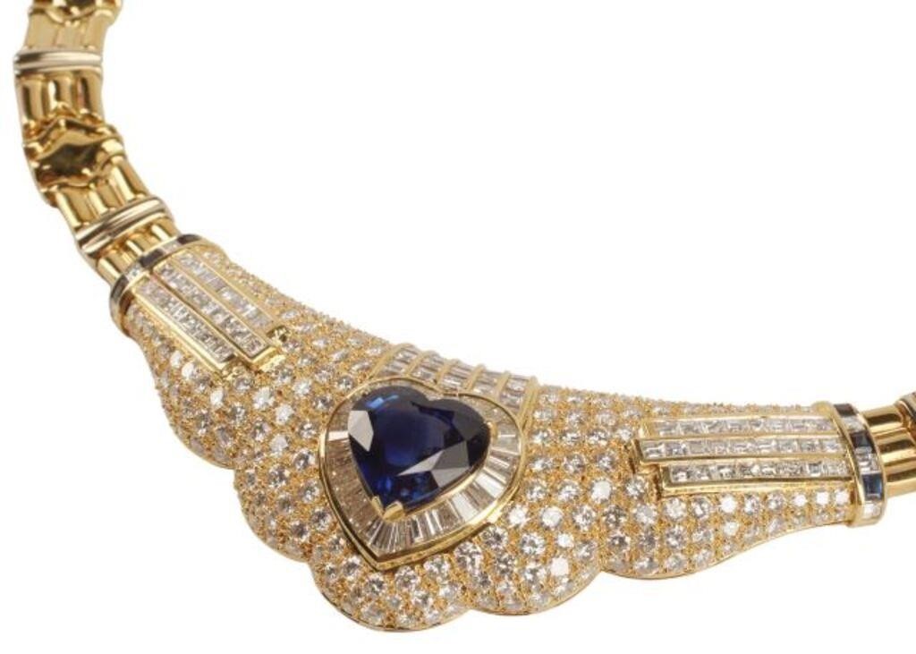 Appraisal: ADRIANO CHIMENTO KT SAPPHIRE DIAMOND NECKLACEEstate Italian kt yellow gold