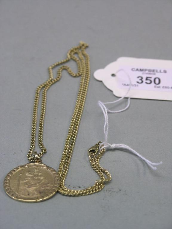 Appraisal: A ct gold St Christopher pendant on ct gold chain