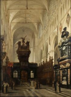 Appraisal: Adrien Dauzats French Interior of Saint Saviour Cathedral Bruges signed